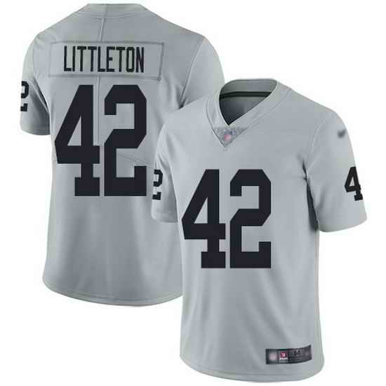 Nike Raiders 42 Cory Littleton Silver Men Stitched NFL Limited Inverted Legend Jersey